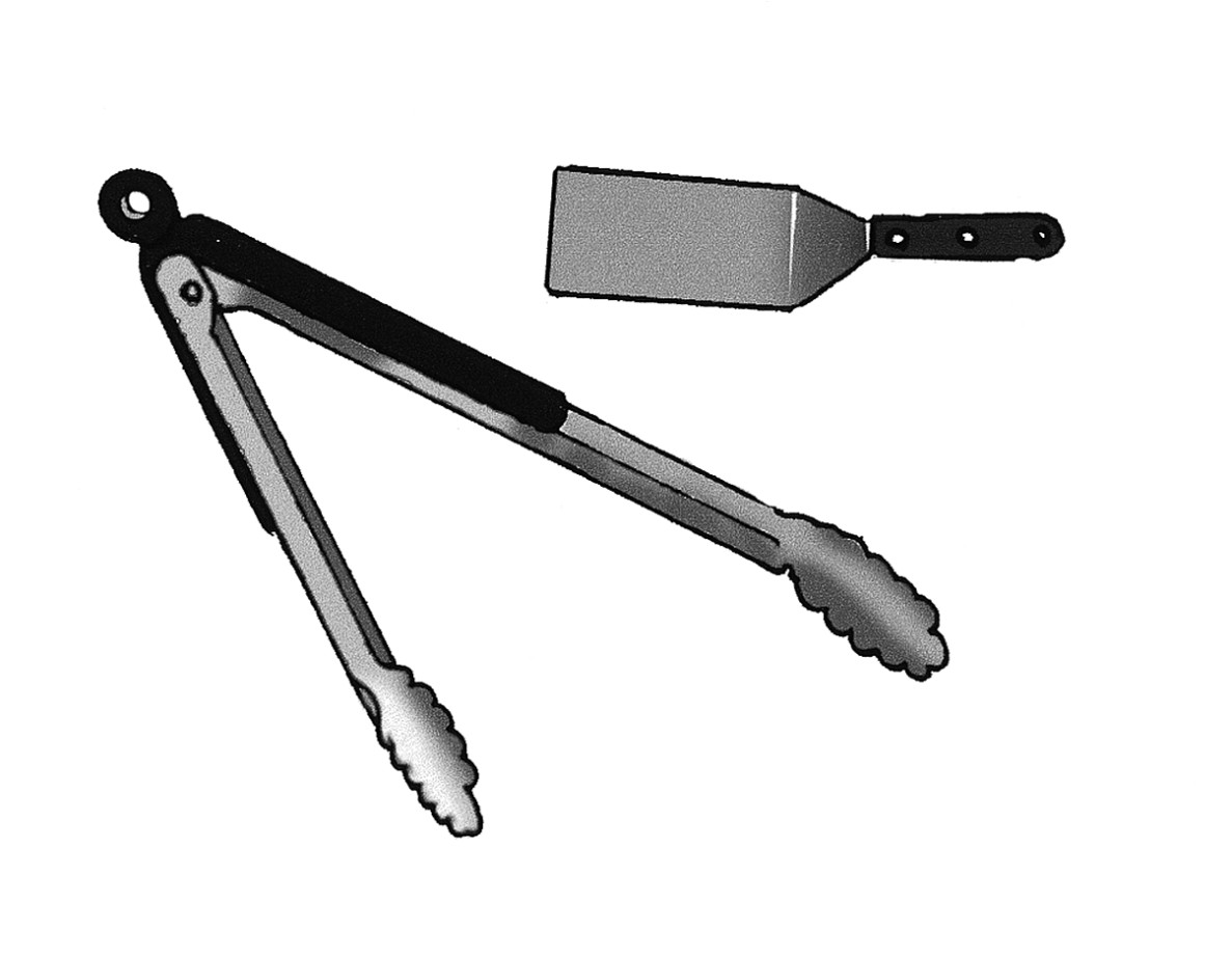 Figure 2-7:  Tongs or spatulas enable you to turn meat without poking holes in it.